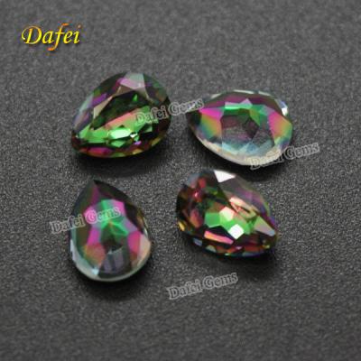 China Hot Sale 9x6mm Jewelry Pear Natural Rainbow Mystical Quartz for sale