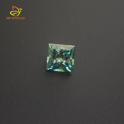 China No Clean Square Princess Cut Green Moissanite Diamond for sale