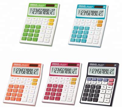 China Colorful Solar Powered Stock 12 Digits General Purpose Calculator Gift Promotional Calculators for sale