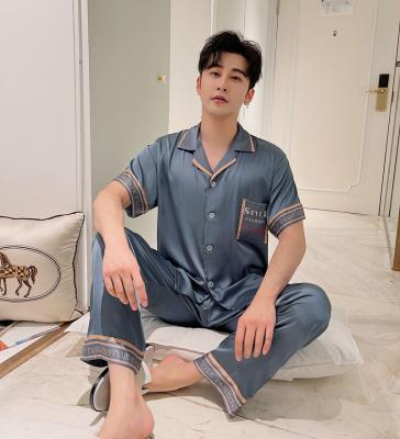 China Wholesale Mens Faux Satin Breathable Sleepwear Plus Size Lounge Wear Pajamas Home Men for sale