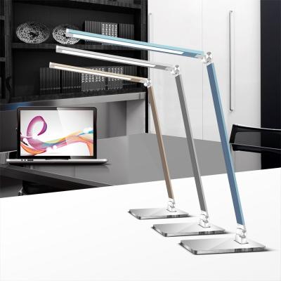 China Low Convenient Tempered Glass Desk Lamp USB Folding Modern LED Table Lamp Desk Light With 3-CCT Adjustable for sale