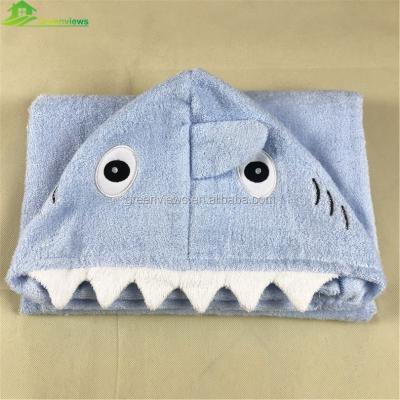 China Hot Selling Baby Shark Cartoon Animal Hooded Bathrobe Tablet Animal Hooded Towel For Baby for sale