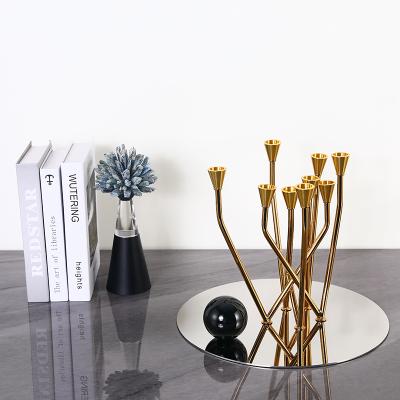 China Newest Crystal Pure Copper Golden Candlestick Candle Holders Restaurant Hotel Home Decoration Other Candle Holders for sale