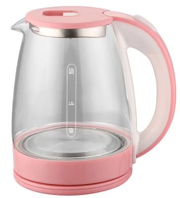 China 360 Degree Rotating High Base 1.7L Borosilicate Glass Electric Kettle 304 SS for sale