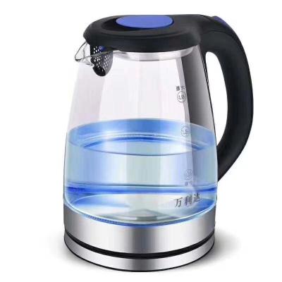 China 360 Degree Rotating Base 1500W 1800W 1.8L Borosilicate Glass Water Electric Kettle With Blue LED Illumination Light for sale