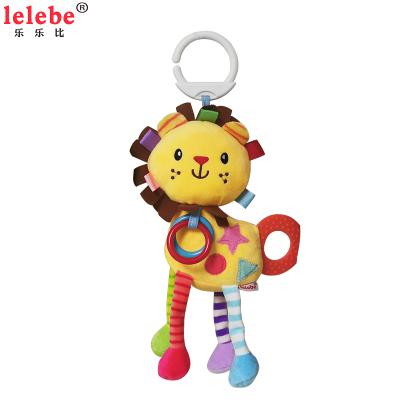 China Lelebe 2019 soft toy lwith silicon round teether soft anima friendly stuffed infant toys with rattles toys for baby plush toy for sale