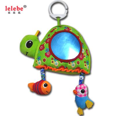 China 2021 New OEM Baby Crib Wholesale Bestselling Organic Turtle Fashionable Mirror Baby Hanging Rattle With Cartoon Action Plush Toy for sale