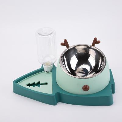 China Sustainable Cat Bowls Pet Automatic Water Dispenser Double Dog Feeder Bowl Detachable No-Puddle Pet for sale