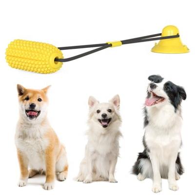 China Viable Durable Bite Dog Tug Pull Rope Toy Corn Suction Cup Puppy Toys Dogs Supplies Pet New Molar Ball Material Toothbrush for sale