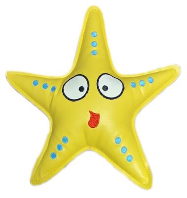 China Sustainable Custom Squeaker Pet Starfish Shaped Leather Recycled Chew Toy for sale