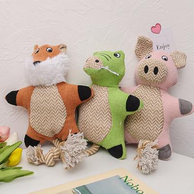 China Viable Funny Dog Toy Plush Dog Squeaky Pet Toys Monkey Pig Fox Crocodile Shape Toys for sale