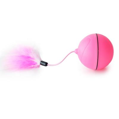 China LED Cat Ball USB Rechargeable Interactive Pet Toys Cat Toy Electric Automatic Rolling Ball With Detachable Feather for sale