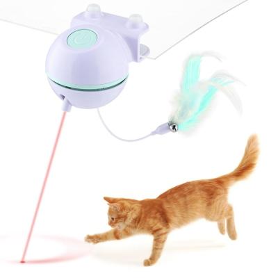 China Viable Interactive Cat Toy 2 in 1 360 Degree Automatic Self Rotating Ball and Feather Toy for Cat Tree for sale