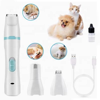 China Viable 3 in 1 Multi Function Dog Nail Trimmer Kit Portable Rechargeable Low Noise Electric Pet Nail Trimmer Painless Paws Grooming for sale