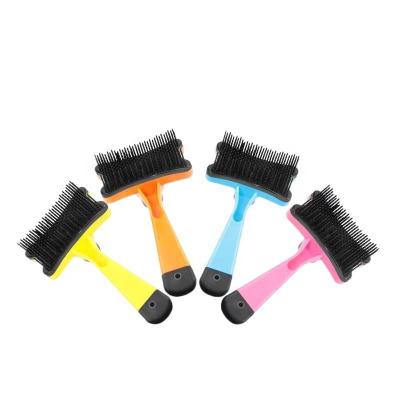 China Plastic Pet Grooming Brush Multifunctional Plastic Comb For Dogs Cats Pet Hair Removal Brush One Button Control for sale