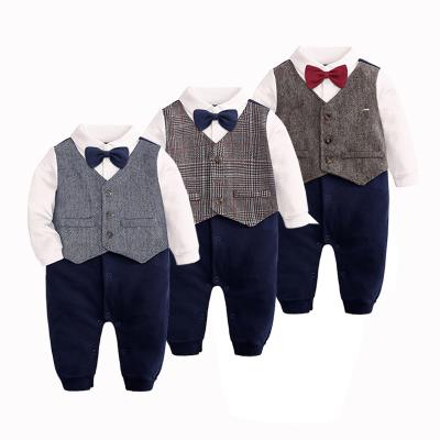 China Wholesale Casual Soft 100% Cotton Bow Tie Shirt Kids Clothing Sets For 1 Year Old Baby Gentleman Kids Romper Clothes for sale