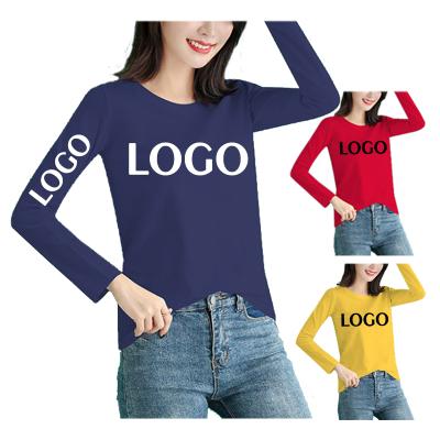 China Breathable Casual Black White Black Round Neck Fashion T-shirt Solid Basic Long Sleeve Women's Top Ladies Fashion Tee Shirt Premium Quality for sale