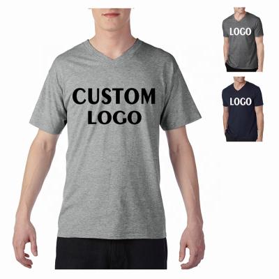 China Wholesale Casual Printing Cotton Men's V-neck T-shirt Men's Breathable Tops T-shirts OEM Custom Seamless T-shirt Men's Tops for sale