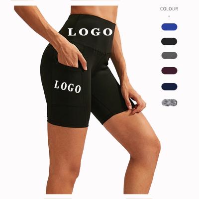 China Women Gym Breathable High Waist Sports Running Shorts Workout Fitness Shorts Female Yoga Shorts With Side Pocket Yoga Leggings for sale