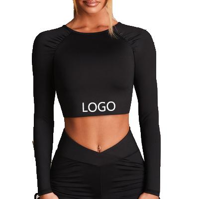 China Breathable Fitness Girls Gym Yoga Running Bra Tops Logo Crane Exercise Workout Women Sports Custom Made Bra Biker Tops For Women Long Sleeve for sale