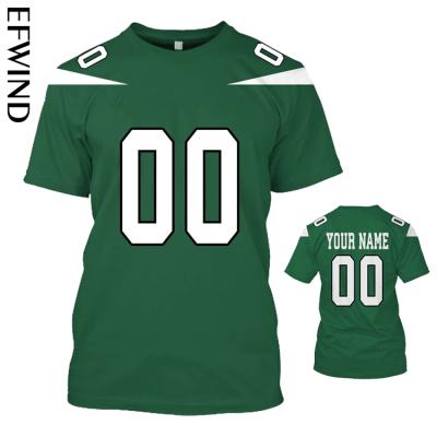 China QUICK DRY Accept Logo Custom Branded American Rugby NFL Football New York Jets Teams Sports Short Sleeve Unisex Tee T-Shirt for sale