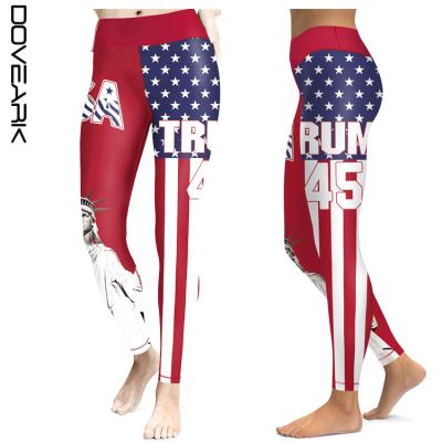 China 2021 Breathable New Design Accept Custom Logo 73%Polyester 27%Spandex America Freedom USA Trump 45 Yoga Pants Tights Gaiters for sale