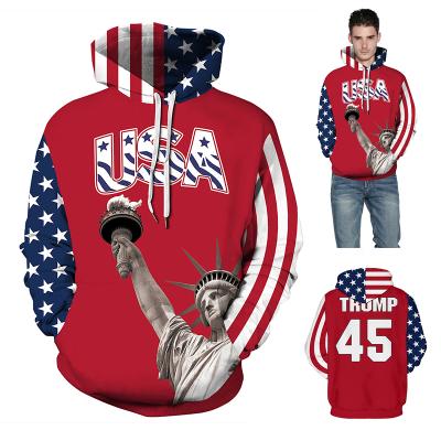 China New Design Anti-wrinkle Pre-Order Accept Custom Logo The Statue Of Liberty USA Flag Trump 45 Hoodies for sale