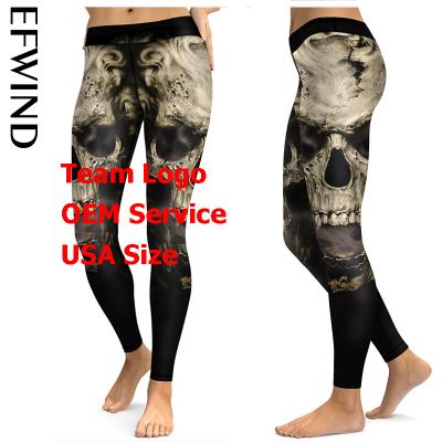 China 2021 Antibacterial New Design Accept Custom Made Different Football Team Leggings Pants Logo Yoga Sports Sugar Skull for sale