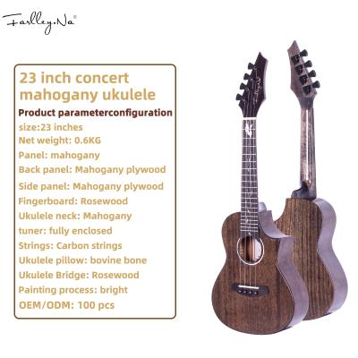 China 23 inch mahogany veneer ukulele factory direct sale mahogany top tenor solid wood concert for sale