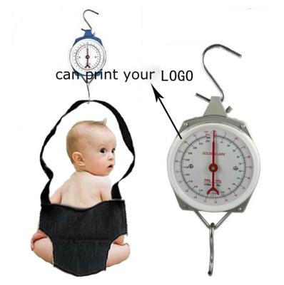 China Metal Housing + Stainless Steel Hook 20kg 25kg 50kg Spring Hanging Medical Mechanical Miniaturized Miniaturized Weighing Scale Dial Face With Clamp for sale