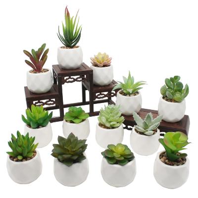 China Modern Cheap Mini Artificial Succulent Plants in Geometric Ceramic Planter Pots for sale