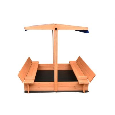 China Kid Adjustable Wooden Sandbox Outdoor Roof Sandbox With Roof Canopy for sale