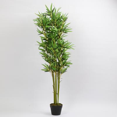 China Casual Long Decorate Bamboo Outdoor Artificial Green Plant With Plastic Pot for sale