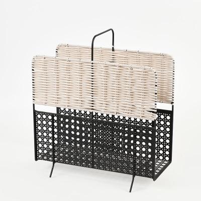 China Wholesale Modern Gold Metal Magazine Rack Mail Rack Document File Folder Storage Basket Modern Free Standing for sale