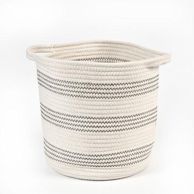 China Casual Cotton Rope Woven Laundry Bags Foldable Storage Baskets for sale