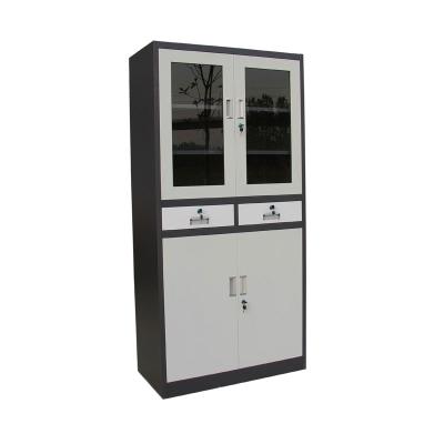 China Factory Supply Office Cabinet 2 Door Adjustable Glass Steel Cabinet Steel Closet (Other) With 4 Shelves For Sale for sale