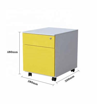 China Mobile Colorful Metal Mobile 2 Drawers Lock Pedestal Cabinet for sale