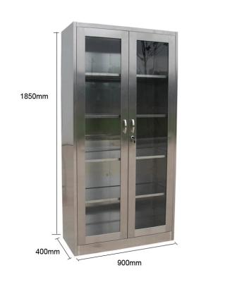 China Shanghai Zhongqiao Supply Sale Modern Stainless Steel Closet File Cabinet With Double Two Glass Door for sale