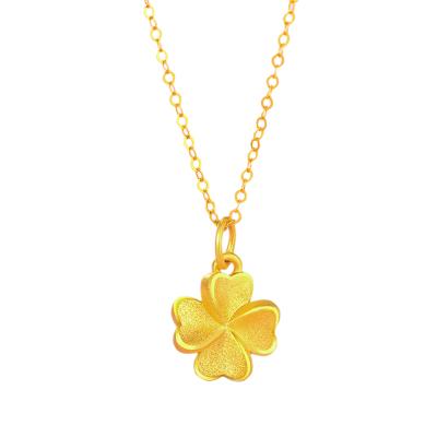 China FASHIONABLE Real 24k Gold Four Leaf Clover Gold Jewelry Necklace Pendant Customization 999 Pure Gold for sale