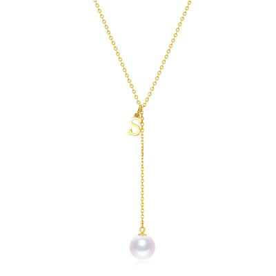 China Customized Cute Cute Tik Tok Ins Popular Mini Jewel Charm Clavicle Chain Akoya Girl Pearl Pendant Necklace Romantic 18k Gold Letter for sale