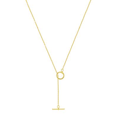 China Geometric Shape Customized Design 18k Gold Circle And Stick Pendant Necklace Girl Romantic Charm Tik Tok Ins Popular Mini Jewel Clavicle Chain for sale