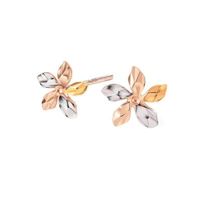 China TRENDY Happiness Flower 18k Gold Earrings Color Au750 Gold Women Temperament Jewelry Stud Earrings for sale