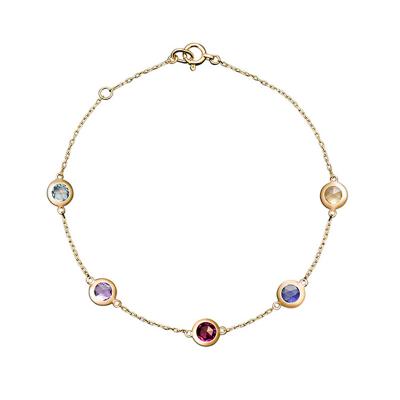 China Cute Multicolor Gems Gold Gemstones 9k Charm CIA Colorful Mini Jewel Hand Chain Popular Tick Tok Bracelet Girls Beautiful for sale