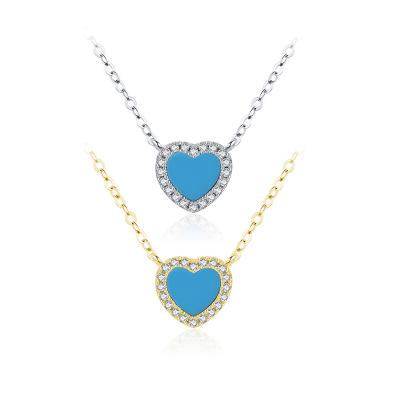 China New s925 silver temperament turquoise clavicle chain all-match cross cute popular heart-shaped pendant chain necklace s925 silver jewelry for sale