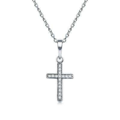 China Cute full diamond s925 sterling silver red net necklace female cross pendant fashion sta - hot sale - jewelry for sale