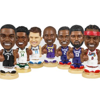 China Europe car mounted NBA basketball star Jordan curry resin basketball shaking stock numbers Kobe nba basketball star figure block for sale