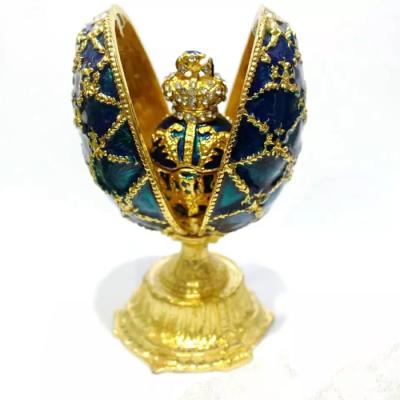 China Europe Best Gifts European Easter Metal Eggs Style Jewelry Box Home Decoration RussiaBest Shell Openable Jewelry Alloy Egg Casting Crafts for sale