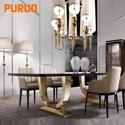 China Hot sale italian style good quality stainless steel dining table chair set for sale