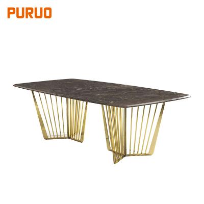 China Modern Modern Dining Room Sets Marble Top Dining Table And Fabric Dining Chairs for sale