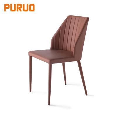 China New Modern Style Leather Dining Chair Stainless Steel Base Design Home Furniture for sale